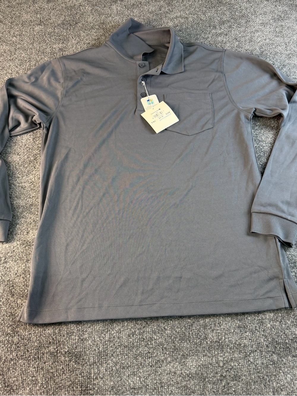 NWT Tri-Mountain Performance Long Sleeve Polo Gray S 🏔️